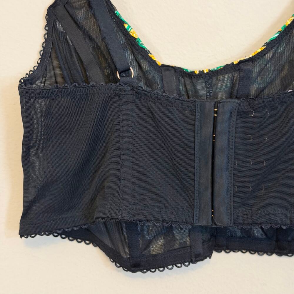 Savage X Fenty Chained In Lace Bustier Size 8-10 Black Sheer Mesh Nightwear - Picture 5 of 7
